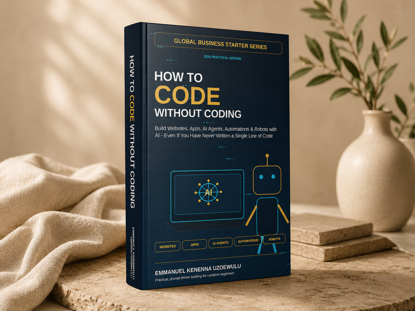 How to Code Without Coding — AI book cover by Emmanuel Kenenna Uzoewulu